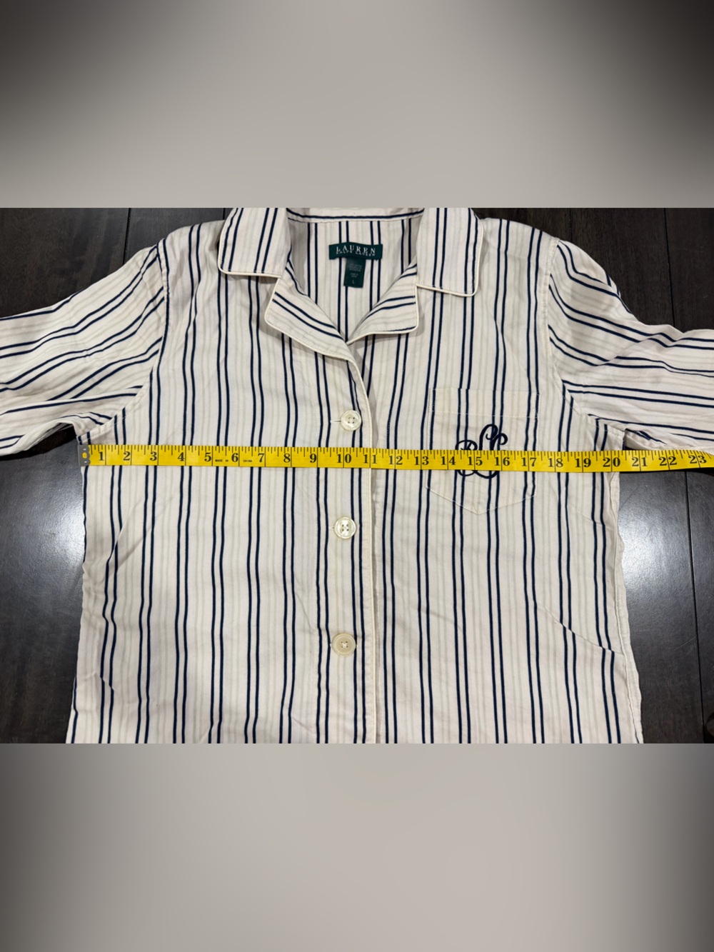 Ralph Lauren Cream and Navy Striped Pajama Set - Picture 7 of 9
